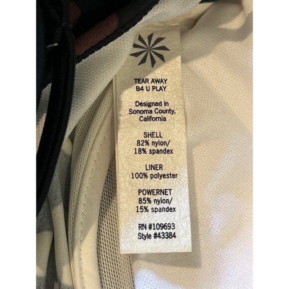 ATHLETA (34-C) Tankini Swim Top Bra Underwire RUCHED Black Brown Polka - Picture 6 of 6